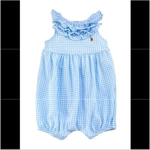 Ralph Lauren Tissue Mesh Gingham Bubble Romper